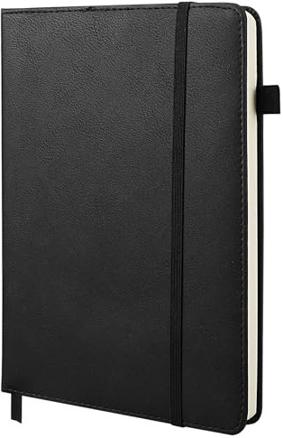 Notizbuch A5 Schwarz - Softcover Dickes Tagebuch mit 320 Nummerierten Seiten, Hochwertigem Hardcover für Frauen und Männer im Büro Oder in der Schule, 14.8 x 21cm