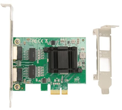 Tarjeta de Red Gigabit, TXA108 82571 2 Puertos RJ45, Tarjeta de Red de Servidor PCI-Ex1 a 2 RJ45 10/100/1000Mbps, Tarjeta de Red PCI Ex1 de Doble Puerto para PC de Escritorio
