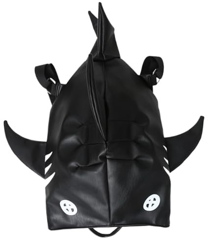 XJKLBYQ Shark -Rucksack, 3D -Haifisch -Tasche, Reißverschluss Großkapazität Neuheitspunkt, trendiger tragbarer Kinder -Rucksack mit Griff für Mobiltelefone, Brieftaschen, Kosmetik, Schule - Schwarz