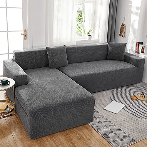 Generisch Sofa Überzug Sofabezug Sofaschoner 3 Sitzer, Sofa Bezug Couch Überwurf Stretch Sofa Cover 3 Sitzer Universal Couch Überzug Ecksofa L Form Couchbezug (Dunkelgrau)