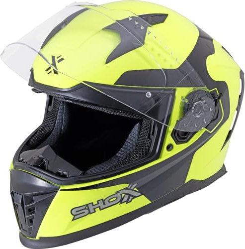 Shox Helmets Eclipse Vega Motorcycle Helmet L Gloss Hi-Vis Yellow