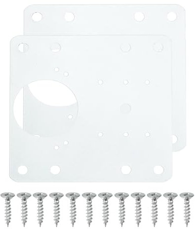 sourcing map Cabinet Hinge Repair Plate, 2 Set 90mm/3.54 Stainless Steel Kitchen Cupboard Door Hinge Repair Plate Kit Includes Fixing Screws for Wooden Kitchen Cabinet Doors, White