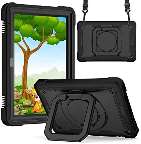 Protección de tabletas Estuche Compatible with New Fire HD 8.0 2020 Tres en uno a prueba de golpes resistente a prueba de golpes, a prueba de polvo Rotación de polvo de 360 ​​grados Multifunción Multi