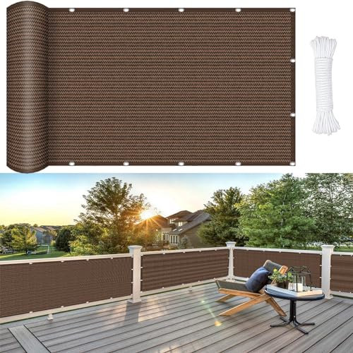 Tenda parasole per esterni, 45 x 600 cm, 95% protezione dai raggi UV, traspirante, in poliestere, per giardino, cortile, piscina, balcone, marrone