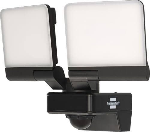 Brennenstuhl Connect WiFi LED Duo Strahler WFD 3051 P (36W, 4300lm, IP54, diverse Lichtfunktionen über App steuerbar, Außenstrahler zur Wandmontage mit Bewegungsmelder)