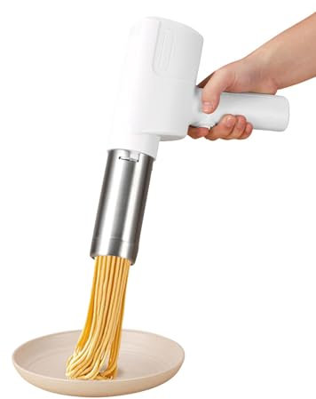 Nudelmaschine, Hand Nudelmaschine Elektrische, Pastamaschine Tragbare Kabelloser mit 5 Nudelformen, Wiederaufladbarer Pasta Maker, Pasta Maschine für Spaghetti, Dünne/Breite Nudeln