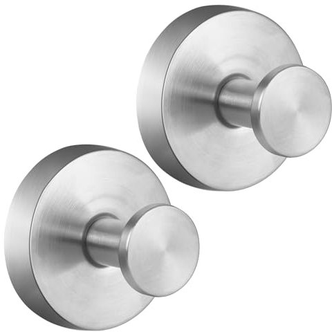 flintronic 2 Stück Silber Wandhaken, Saugnapf Haken, Saugknöpfe Saugnäpfe, Handtuchhaken Bademantelhaken Ohne Bohren, Extra Stark Badezimmer Haken, Edelstahl Wasserdicht Saughalter, Handtuchhaken