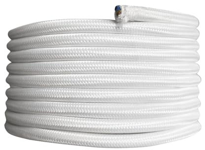 TIBELEC Bobine câble électrique tissu blanc, longueur 25m, diamètre 6.2mm, câble 3X0.75MM2