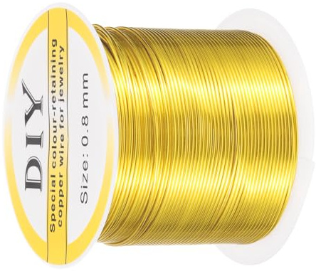 sourcing map 0.8mm/20 Gauge Copper 1 Roll (Gold)-22m | Wire for Jewelry Making,Craft Tarnish Resistant Beading Wire for Jewelry Making Supplies DIY