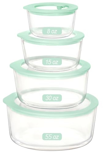 glass storage containers with lids (Urban Green-4R)