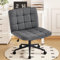 Hellove Home Office Stuhl mit breitem Sitz, Cross-Legged Schreibtischstuhl mit Rollen, Armlos, Bequemer Stoff Schminkstuhl, Höhenverstellbarer Drehstuhl für Büro, Studium, Grau