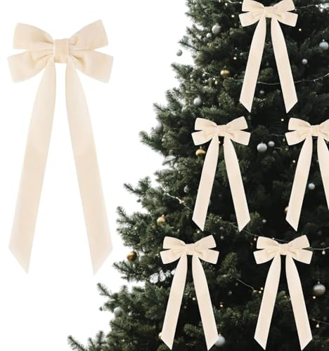 24 Stück Burgunderrote Samtbandschleifen, Weihnachtsbaumschmuck, 13 x 26 cm, Weihnachtsschmuck für Baum, Zuhause, Party, Haustür, Kranz, Girlande, Feiertagsdekoration (Burgunderrot)