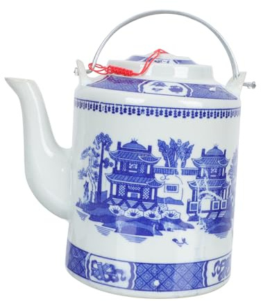 Porcelaine Bleue et Blanche Théière Décorative, 1,5 L, Vintage, Pratique | Acier Inoxydable, Usage Maison ou Extérieur, Style Simple et Élégant, Récipient D'eau Froide