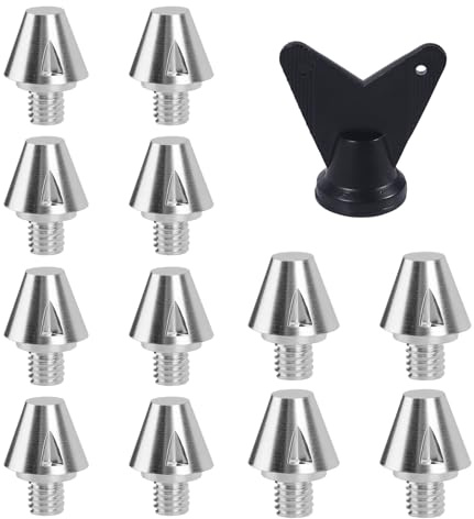 12stk M6-Gewinde-Fußballschuhstollen, 11mm & 8mm Lange Spikes mit Nagelentferner Schraubstollen für Feste Oberflächen Outdoor-Sporttraining