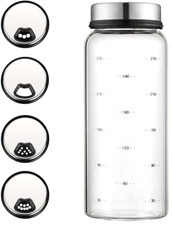 Gewürzstreuer, Salzstreuer Gross 300ml, Gewürzglas Mit 4 Arten Von Gewürzlöchern, Gewürzdosen Rund mit Deckel, Ideal Für Küche Esszimmer Und Grillen Im Freien