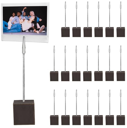20 Stück Fotohalter mit Klammern, Schwarz Holz Memo Clip Halter | Memo Clip Halter, Fotohalter mit Clips Oder Klammern, Bilderhalter Notizhalter für Hausdekoration,Büro