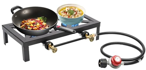 Fornello da campeggio a 2 fuochi a doppio bruciatore a gas 8000 W, fornello portatile con regolazione della pressione, piastra di cottura per campeggio, picnic e giardino