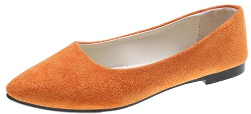 Women's Point Toe Ballet Flats, Slip On Ladies Ballerina Shoes, Soft Antislip Sole Pumps for Work Driving Daily Wear, UK Sizes 3-7