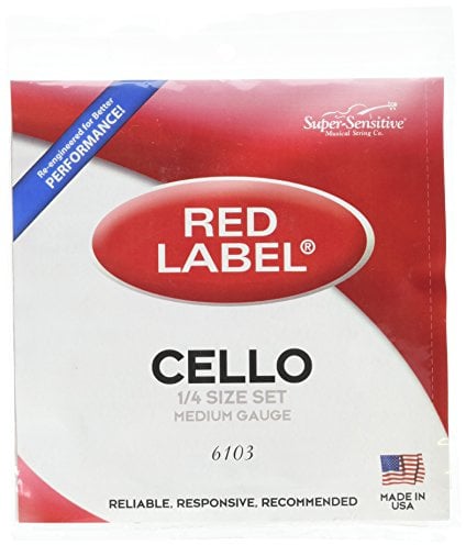 Super-Sensitive 6103 Red Label Cello-Saiten-Set, 1/4 Größe, Medium