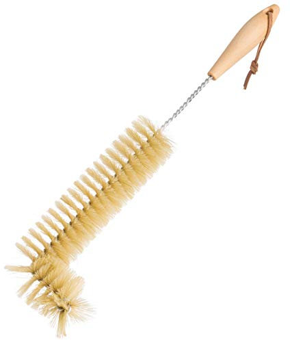 Redecker Heizkörper-Bürste, 6,5 cm Durchmesser, 47 cm Größe, Buchenholzgriff, Stahl- oder Nylonborsten, für Metall- und Kunststoffoberflächen, Reinigung, mittel, Bürste