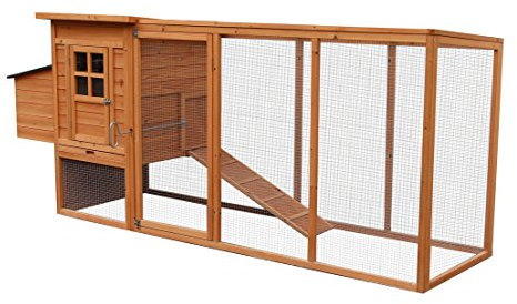 Dehner Hühnerstall Chicken House, mit Freilaufgehege, ca. 246.8 x 75 x 102.6 cm, Tannenholz, lasiert, braun