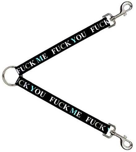 Buckle-Down Hundeleinen-Splitter – Fuck You/Fuck ME schwarz/weiß/blau