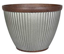 Lightweight Recycled Plastic Garden Pot Planter with Drainage Holes | UV Resistant & Frostproof | Irondale Silver Bowl 38cm