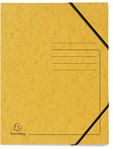 Exacompta 555419E 5er Pack Premium Eckspanner-Mappe. Made in Germany. Aus extra starkem Colorspan-Karton DIN A4 mit 2 Gummizügen Sammelmappe Dokumentenmappe ideal für Büro und Schule gelb