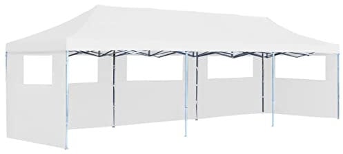 vidaXL Pop-Up Partyzelt Faltbar mit 5 Seitenwänden Pavillon Festzelt Gartenpavillon Bierzelt Faltpavillon Faltzelt Gartenzelt Garten 3x9m Weiß