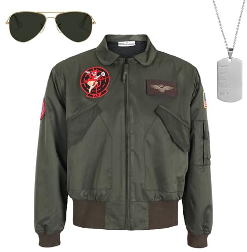 CoolChange Bomberjacke von Maverick | Pete Mitchell Militär Jacke | Größe: M