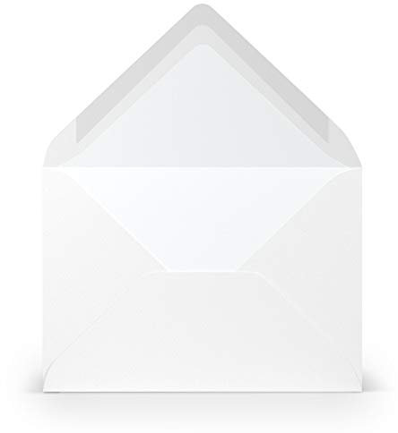 PAPERADO 50 Briefumschläge Weiß gerippt - 100 g/m² Kuvert Ohne Fenster 11,4 x 16,2 cm - Umschläge mit Nassklebung spitze Klappe