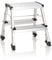 hjh OFFICE 830024 Trittleiter mit Rollen SOLID VI Aluminium Klapptritt mit 2 Stufen beidseitig begehbar, bis 150kg belastbar
