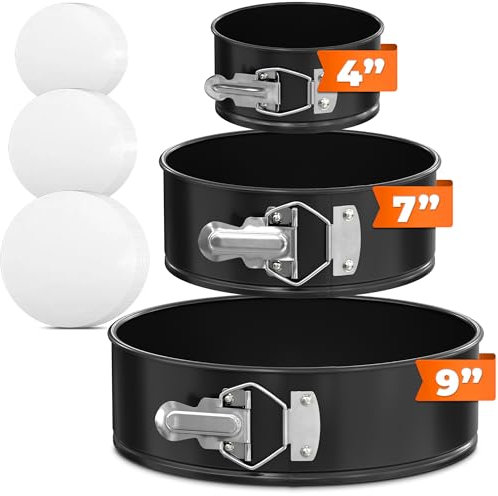 Christmas Cake Springform Pan Set of 3 (4, 7, 9) With 60 Parchment Paper - Non-Stick Round Cake Pans Sets for Baking Spring Pans for Baking Cheesecake Cake Baking Pans - Springform Cake Pan Set