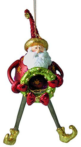 Weihnachtsmann Gabenträger Weihnachten Baumschmuck Figur Deko Hänger Christbaumschmuck 16 cm (rot mit Kranz)