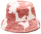 Umeepar Kunstpelz Fischerhut Flauschige Warme Hut Wintermütze for Damen (Kuhdruck Rosa)