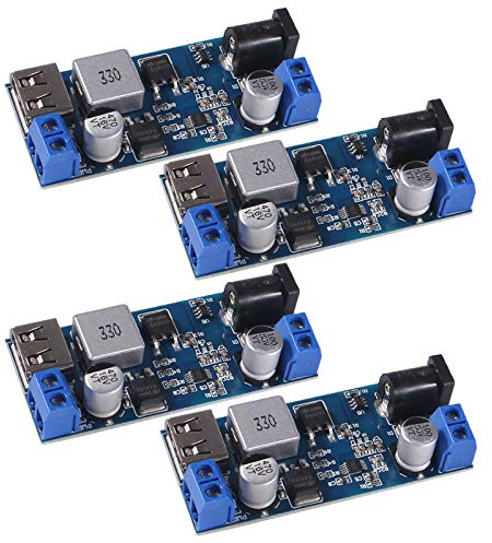 Lot de 4 convertisseurs USB 12 V vers 5 V 5 A pour téléphone - Transformateur de tension - Régulateur de tension