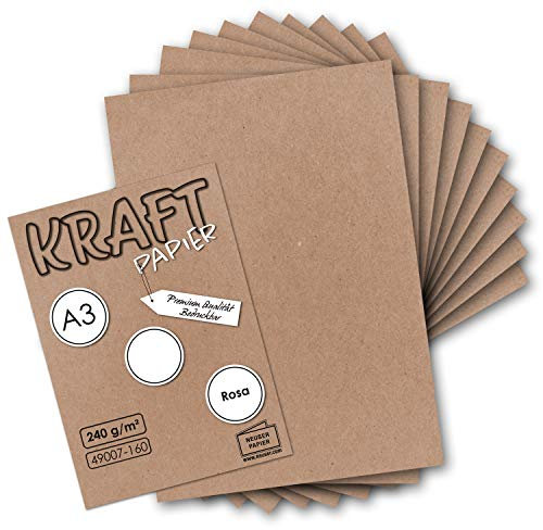 1000x Vintage Kraftpapier in Rosa - DIN A3-29,7 x 42 cm - 240g - natur Recycling-Karton - nachhaltig ökologisch Bastel-Karton Einzel-Karte - UmWelt by GUSTAV NEUSER