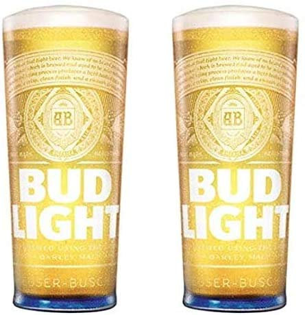 2 x Budweiser Bud Light Bierglas - Halbes Pint