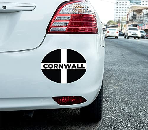 2 x Cornwall Autoaufkleber St. Piran's Flagge, oval, selbstklebend, Vinyl, für Auto, Van, LKW
