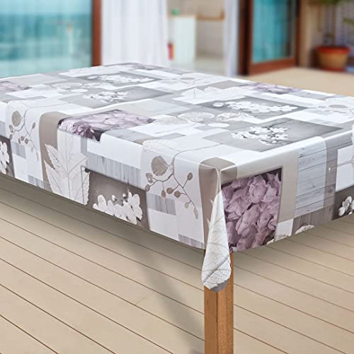 laro Wachstuch-Tischdecke Abwaschbar Garten-Tischdecke Wachstischdecke PVC Plastik-Tischdecken Eckig Meterware Wasserabweisend Abwischbar |70|, Muster:Hotensia Blossom, Größe:110x160 cm