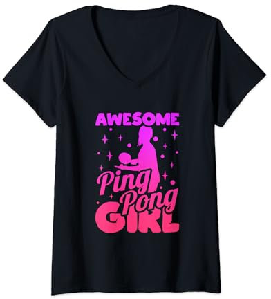 Cooles Tischtennis Outfit für Mädchen T-Shirt mit V-Ausschnitt