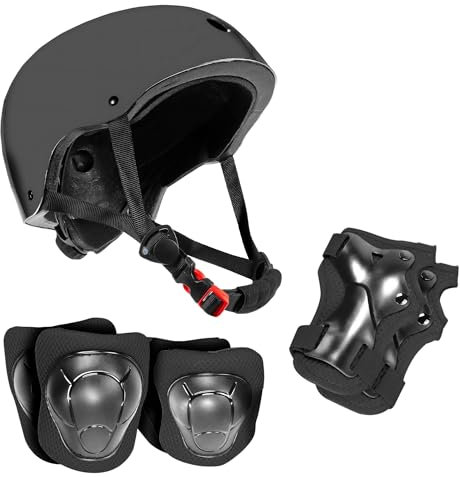 Niftii Kids Helmet with Pads - Adjustable Multi-Sport Complete Safety Gear for Cycling, Skateboarding & Scooting, Ideal for Boys & Girls Ages 3-15 Kids Bike Helmet Set, Black