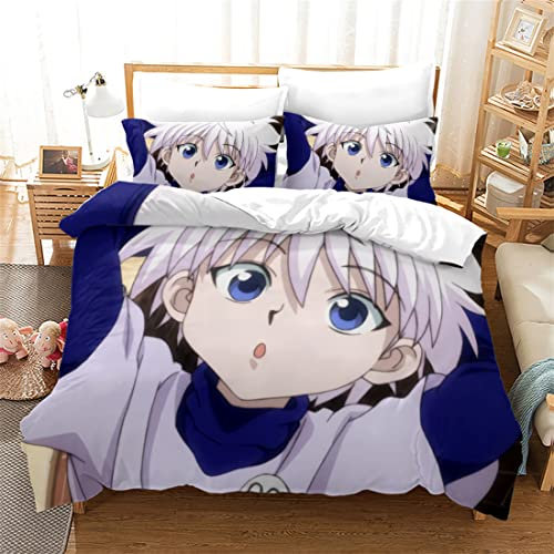NECEHY Hunter X Hunter Bettbezug Bettwäsche Set - Bettbezug und Kissenbezug,Mikrofaser,3D Digital Print dreiteiliger Bettwäsche,ab-106,Super King:102x87/260 * 220cm
