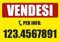 NEW CARTELLO SEGNALETICO - VENDESI PER INFO NUMERO PERSONALIZZABILE sfondo giallo - Adesivo Resistente, Pannello in Forex, Pannello In Alluminio (ADESIVO 30X42 CM)