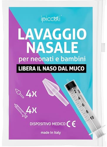 IPICCOLI Set Lavaggio Nasale Bambini e Neonati. Kit Pulizia Nasale con Olive Nasali per Lavaggi Neonato e Siringa per Lavaggi Nasali Bambini. Metodo Naturale. Anallergico. Certificato. Ecosostenibile