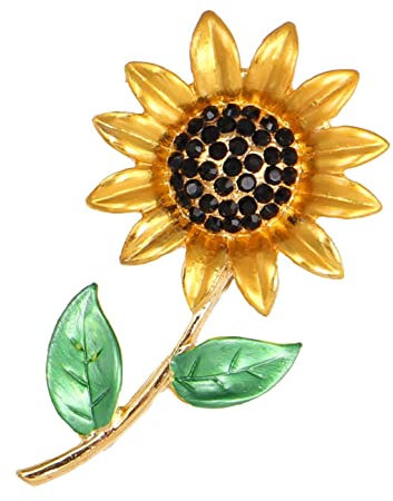 Broche tournesol en strass pour femme, vêtements, écharpe, cadeau de Noël, très pratique et populaire, taille M, autres pierres précieuses, Medium, Zinc, Autres pierres précieuses