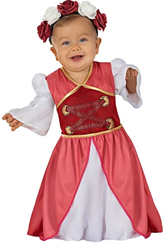 Funidelia Déguisement de princesse médiévale pour bébé Moyen-Âge, Princesse Reine - Costume pour bébé et accessoires amusants pour fêtes, carnaval et Halloween - Taille 0-6 mois - Bordeaux