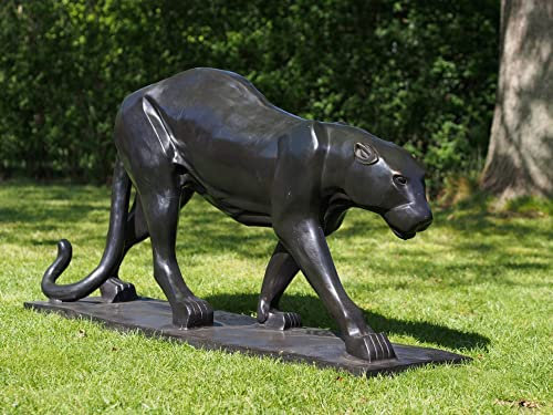 Thermobrass Bronzefigur laufender Panther Raubtier Skulptur Gartendekoration 138x71x36cm