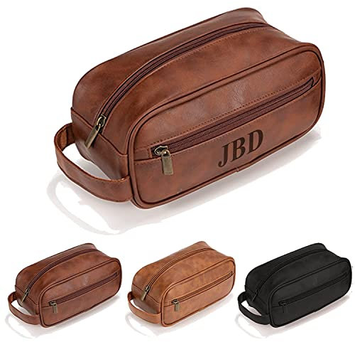 Trousse de toilette en cuir personnalisée pour hommes et femmes Kit Dopp en cuir vintage Cadeau d'anniversaire et cadeau de garçons d'honneur Organisateur de sac de voyage