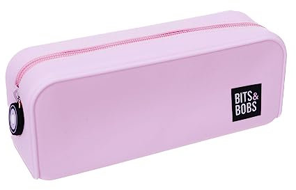 Grafoplás | Estuche de Silicona Rosa Pastel | 20x7,5x7,5cm | Tacto Suave | Flexible | Resistente al Agua | bits&Bobs Pop Up Design | Colores Pastel